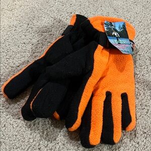 Women’s Orange and Black Fleece Gloves NWT